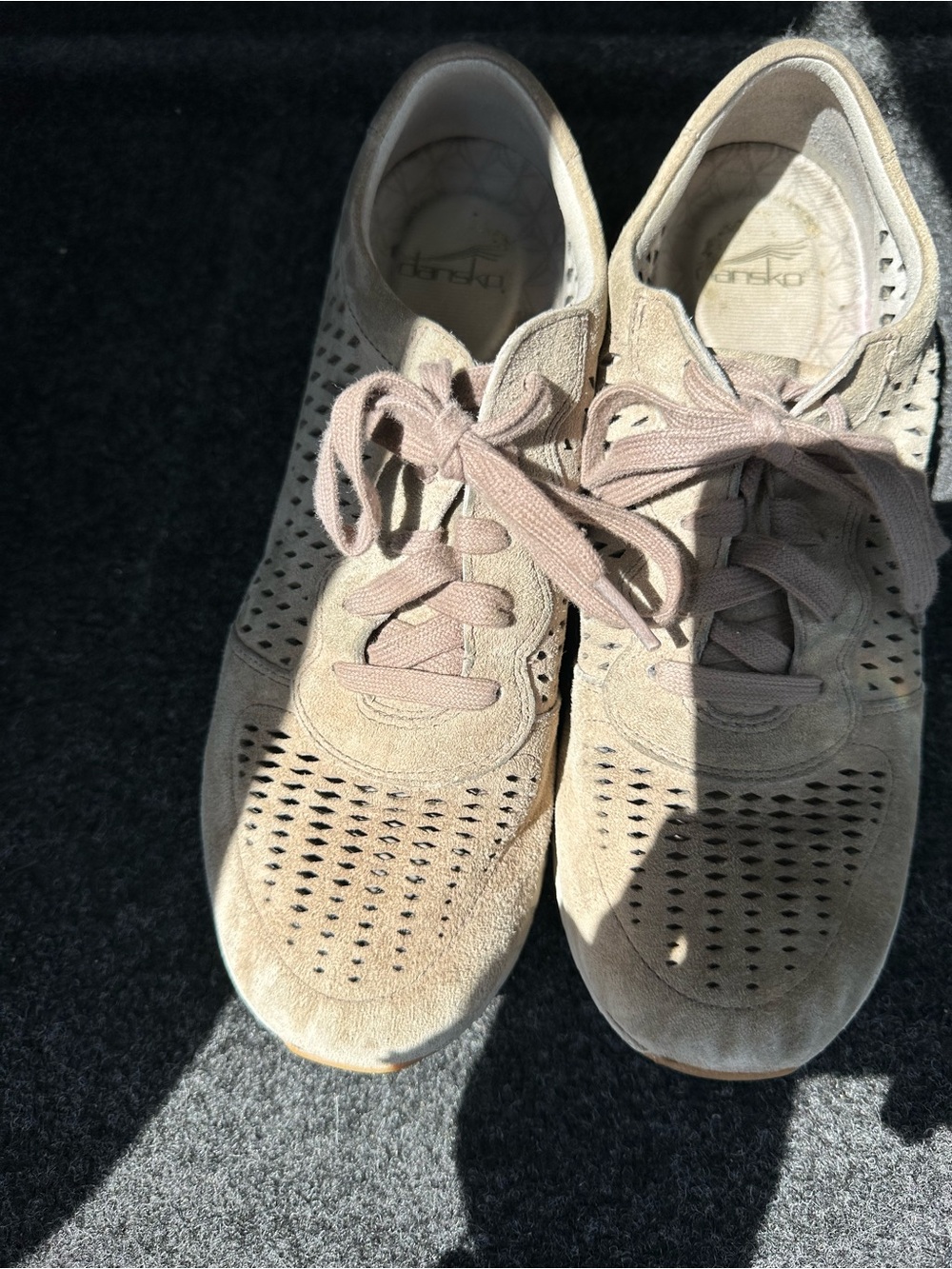 Dansko Beige Perforated Lace-Up Athletic Sneakers